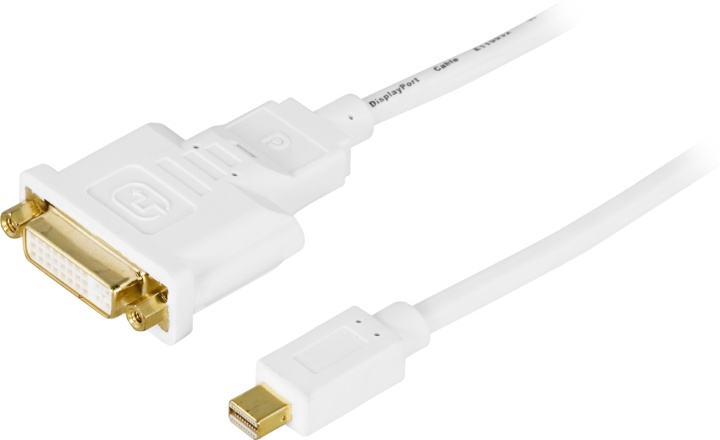 DELTACO mini DisplayPort to DVI-I cable, 1m, white in the group COMPUTERS & PERIPHERALS / Computer cables / DisplayPort / Cables at TP E-commerce Nordic AB (38-16816)