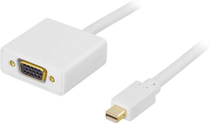 DELTACO mini DisplayPort to VGA(HD15) cable, male-female, 1m, white, in the group COMPUTERS & PERIPHERALS / Computer cables / DisplayPort / Cables at TP E-commerce Nordic AB (38-16850)