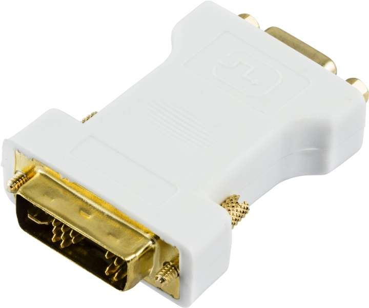 DELTACO DVI adapter analog DVI - analog VGA, ha - ho, vit in the group COMPUTERS & PERIPHERALS / Computer cables / DVI / Adapters at TP E-commerce Nordic AB (38-16866)