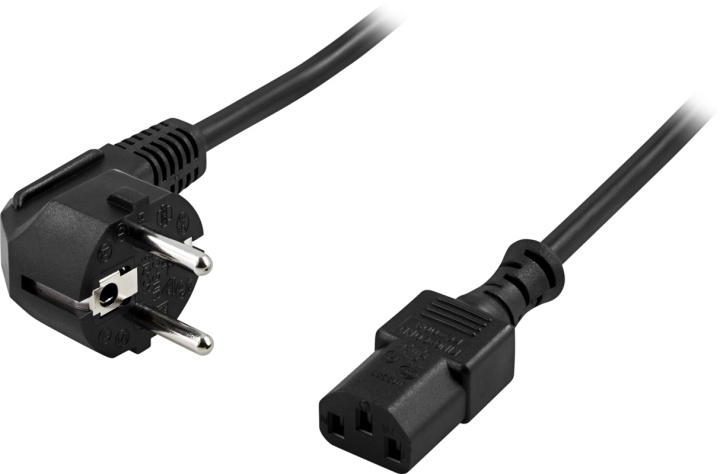 DELTACO apparatkabel, PC & väggut, vinklad CEE 7/7 - rak IEC C13, 0,5 in the group COMPUTERS & PERIPHERALS / Computer cables / Device kable at TP E-commerce Nordic AB (38-16962)
