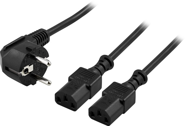 DELTACO apparat-Y-kabel för vägg, skärm PC, CEE 7/7 - 2xIEC C13, in the group COMPUTERS & PERIPHERALS / Computer cables / Device kable at TP E-commerce Nordic AB (38-16994)