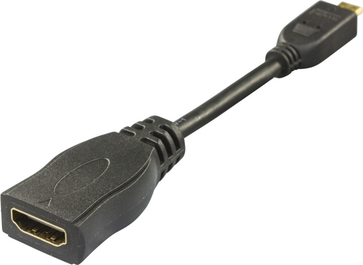 DELTACO HDMI High Speed adapter, Micro HDMI ha - HDMI ho, 0,1m, svart in the group HOME ELECTRONICS / Cables & Adapters / HDMI / Adapters at TP E-commerce Nordic AB (38-17369)