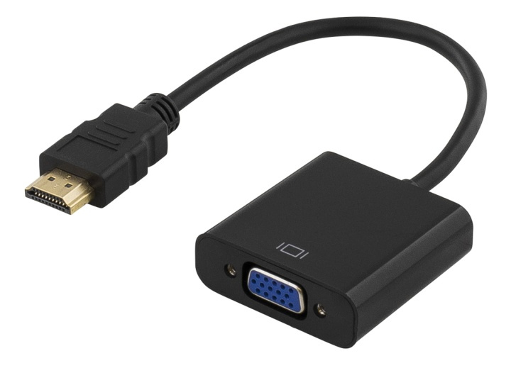 DELTACO HDMI till VGA-adapter, 19-pin ha - 15-pin+3,5mm, 0,2m, svart in the group HOME ELECTRONICS / Cables & Adapters / HDMI / Adapters at TP E-commerce Nordic AB (38-17382)