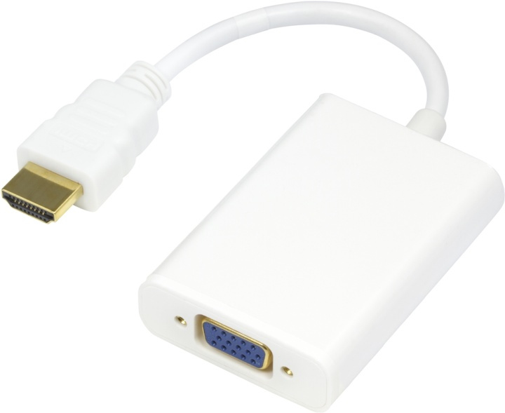 DELTACO HDMI till VGA-adapter, 19-pin ha - 15-pin+3,5mm, 0,2m, vit in the group HOME ELECTRONICS / Cables & Adapters / HDMI / Adapters at TP E-commerce Nordic AB (38-17384)