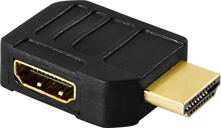 DELTACO HDMI adapter, 19-pin male to female, angled (HDMI-21) in the group HOME ELECTRONICS / Cables & Adapters / HDMI / Adapters at TP E-commerce Nordic AB (38-17385)
