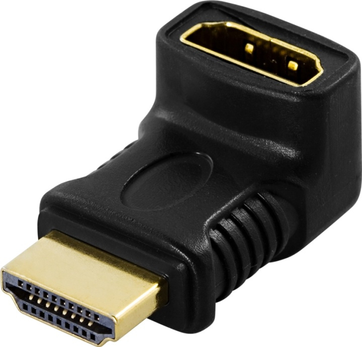 DELTACO HDMI-adapter, 19-pin hane till hona, vinklad in the group HOME ELECTRONICS / Cables & Adapters / HDMI / Adapters at TP E-commerce Nordic AB (38-17386)