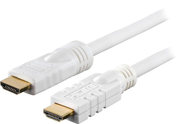 DELTACO active HDMI cable, HDMI High Speed with Ethernet, 15m, white in the group HOME ELECTRONICS / Cables & Adapters / HDMI / Cables at TP E-commerce Nordic AB (38-17419)