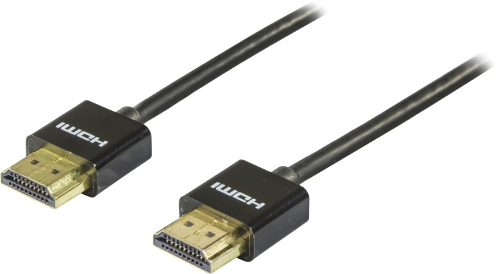 DELTACO thin HDMI cable, HDMI High Speed with Ethernet, 0.5m, black in the group HOME ELECTRONICS / Cables & Adapters / HDMI / Cables at TP E-commerce Nordic AB (38-17510)
