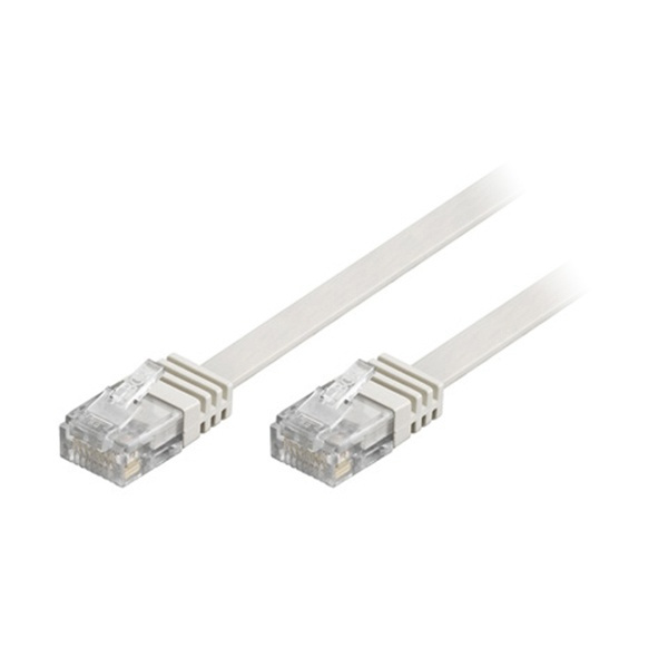 DELTACO U/UTP Cat6 patch cable, flat, 1.5m, 250MHz, white in the group COMPUTERS & PERIPHERALS / Computer cables / Network cables / Cat6 at TP E-commerce Nordic AB (38-17739)