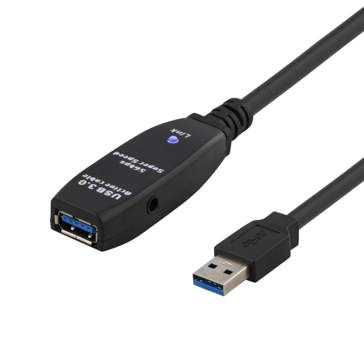 DELTACO PRIME active USB 3.0 extension cable, Type A ha - ho, 3m, blue in the group COMPUTERS & PERIPHERALS / Computer cables / USB / USB-A / Cables at TP E-commerce Nordic AB (38-18023)