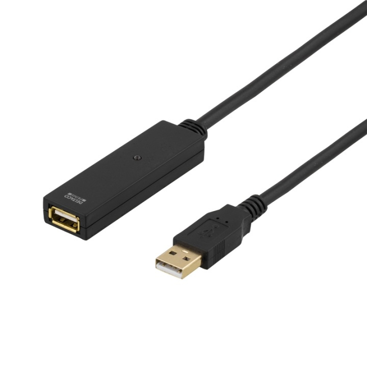 DELTACO PRIME, USB förlängningskabel, aktiv, USB 2.0, 15m, svart in the group COMPUTERS & PERIPHERALS / Computer cables / USB / USB-A / Cables at TP E-commerce Nordic AB (38-18029)