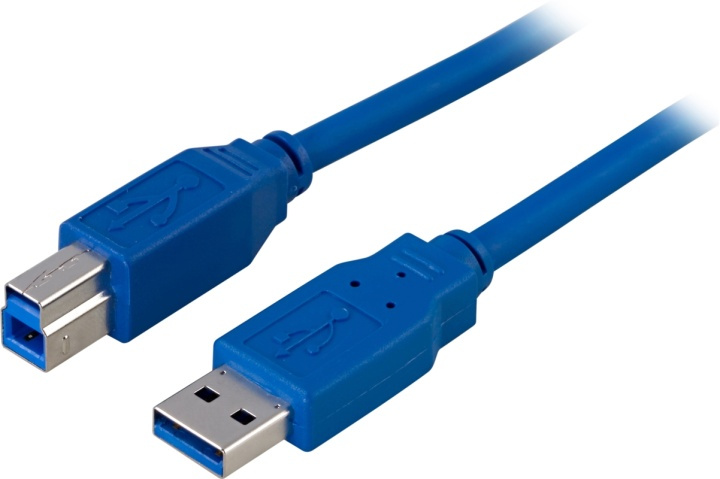 DELTACO USB 3.0 kabel, Typ A hane - Typ B hane, 2m, blå in the group COMPUTERS & PERIPHERALS / Computer cables / USB / USB-A / Cables at TP E-commerce Nordic AB (38-18128)