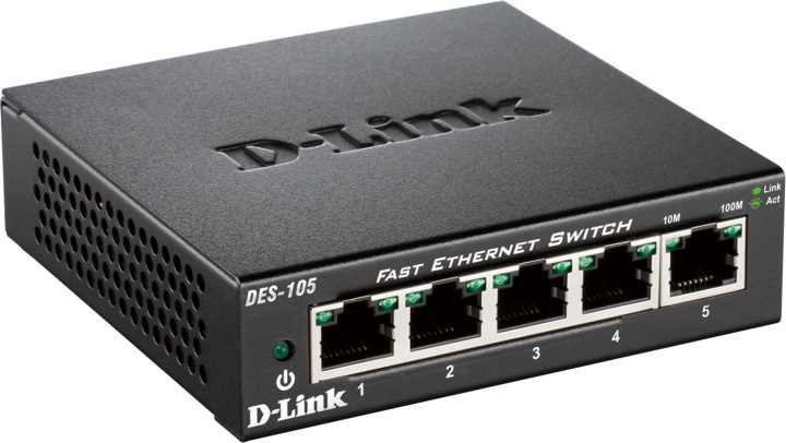 D-Link 5-port 10/100 Metal Housing Desktop Switch in the group COMPUTERS & PERIPHERALS / Network / Switches / 10/100Mbps at TP E-commerce Nordic AB (38-18480)