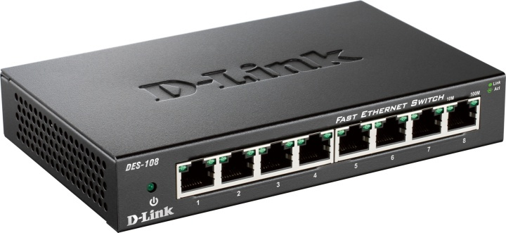D-Link 8-port 10/100 Metal Housing Desktop Switch in the group COMPUTERS & PERIPHERALS / Network / Switches / 10/100Mbps at TP E-commerce Nordic AB (38-18483)