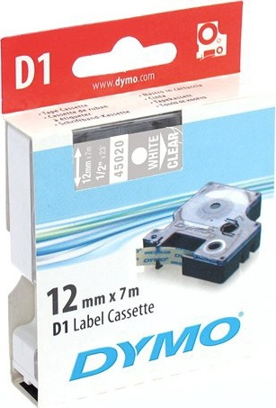 DYMO D1 märktejp standard 12mm, vit på klar, 7m rulle in the group COMPUTERS & PERIPHERALS / Printers & Accessories / Printers / Label machines & Accessories / Tape at TP E-commerce Nordic AB (38-18549)