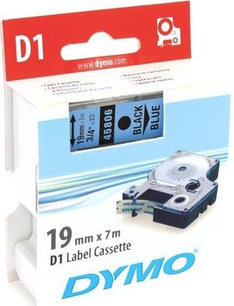 DYMO D1 märktejp standard 19mm, svart på blått, 7m rulle (45806) in the group COMPUTERS & PERIPHERALS / Printers & Accessories / Printers / Label machines & Accessories / Tape at TP E-commerce Nordic AB (38-18553)