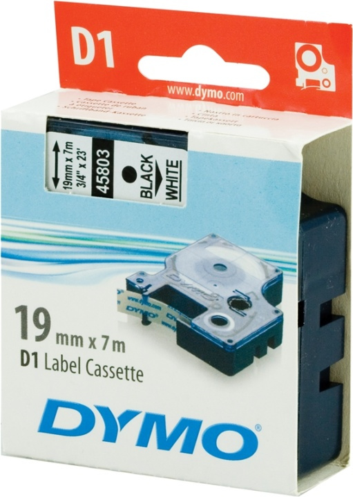 DYMO D1 märktejp standard 19mm, svart på vitt, 7m rulle in the group COMPUTERS & PERIPHERALS / Printers & Accessories / Printers / Label machines & Accessories / Tape at TP E-commerce Nordic AB (38-18558)