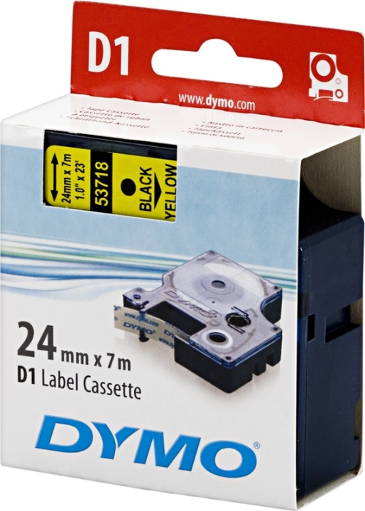 DYMO D1 märktejp standard 24mm, svart på gult, 7m rulle in the group COMPUTERS & PERIPHERALS / Printers & Accessories / Printers / Label machines & Accessories / Tape at TP E-commerce Nordic AB (38-18565)