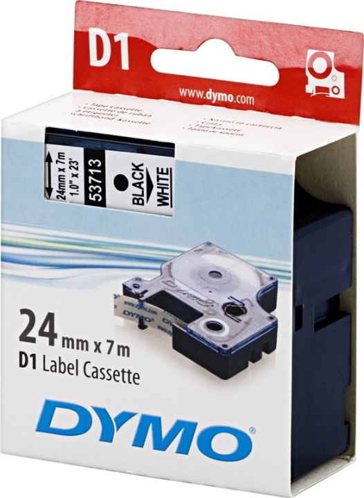 DYMO D1 märktejp standard 24mm, svart på vitt, 7m rulle in the group COMPUTERS & PERIPHERALS / Printers & Accessories / Printers / Label machines & Accessories / Tape at TP E-commerce Nordic AB (38-18568)