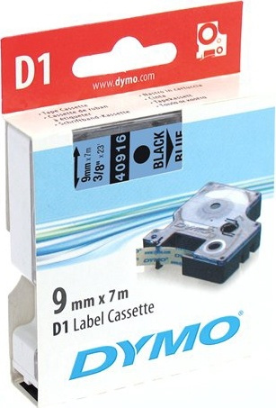 DYMO D1 märktejp standard 9mm, svart på blått, 7m rulle (40916) in the group COMPUTERS & PERIPHERALS / Printers & Accessories / Printers / Label machines & Accessories / Tape at TP E-commerce Nordic AB (38-18575)