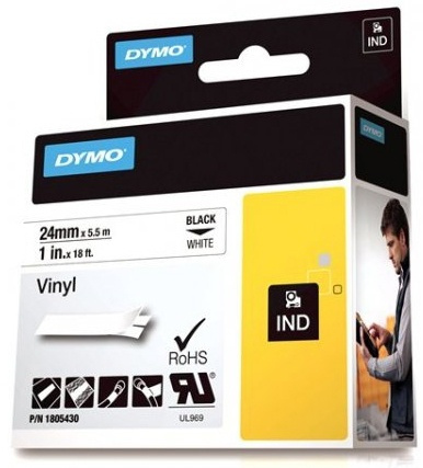 DYMO Rhino Professional, 24mm, märkbar vinyltejp, svart text vit tejp in the group COMPUTERS & PERIPHERALS / Printers & Accessories / Printers / Label machines & Accessories / Tape at TP E-commerce Nordic AB (38-18628)