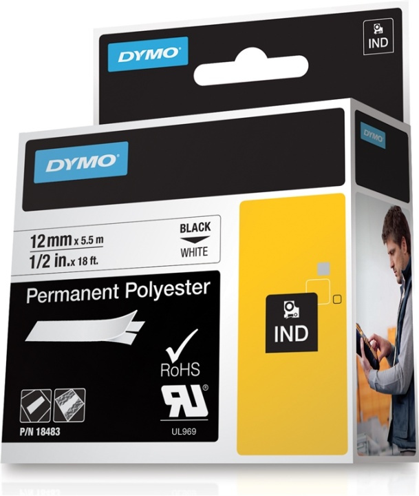 DYMO RhinoPRO märktejp perm poly 12mm vit in the group COMPUTERS & PERIPHERALS / Printers & Accessories / Printers / Label machines & Accessories / Tape at TP E-commerce Nordic AB (38-18658)