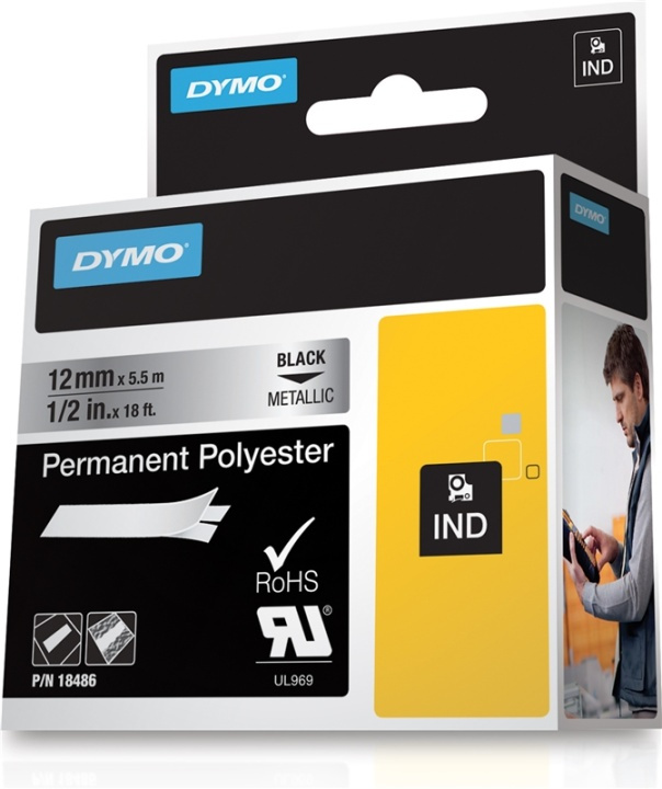 DYMO RhinoPRO märktejp perm poly metallic 12mm in the group COMPUTERS & PERIPHERALS / Printers & Accessories / Printers / Label machines & Accessories / Tape at TP E-commerce Nordic AB (38-18659)