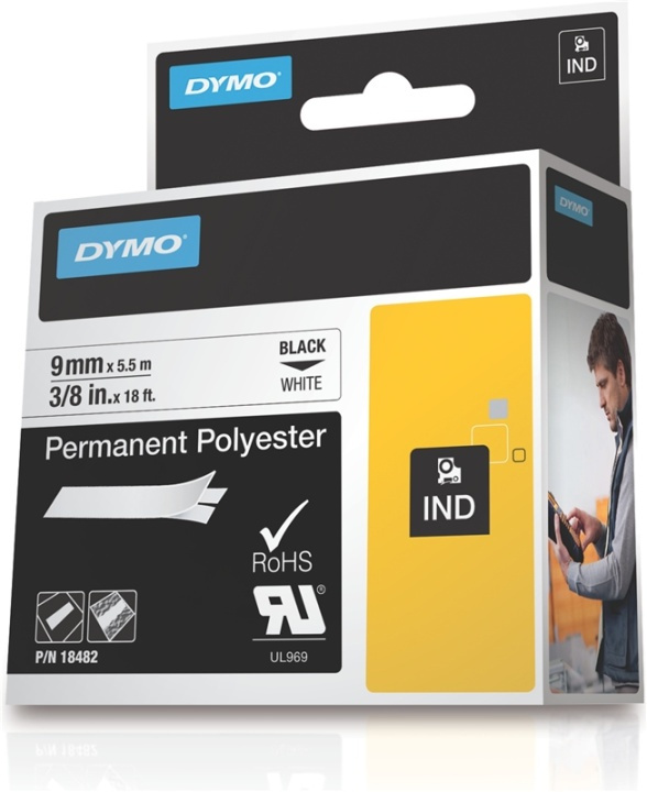 DYMO RhinoPRO märktejp perm poly vit 9mm in the group COMPUTERS & PERIPHERALS / Printers & Accessories / Printers / Label machines & Accessories / Tape at TP E-commerce Nordic AB (38-18661)