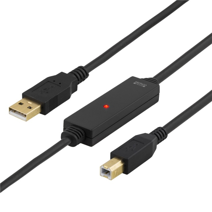 DELTACO PRIME USB 2.0 cable Type A male - Type B male, active, 5m, black in the group COMPUTERS & PERIPHERALS / Computer cables / USB / USB-A / Cables at TP E-commerce Nordic AB (38-18807)