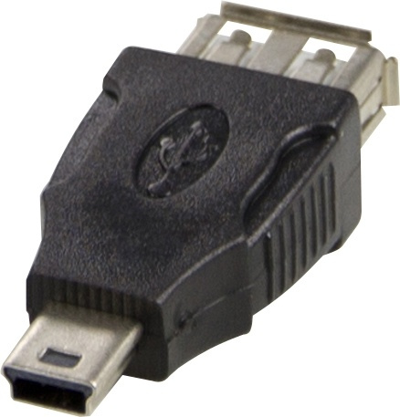 DELTACO USB adapter Type A ho - Type Mini-B ha, black (USB-72) in the group COMPUTERS & PERIPHERALS / Computer cables / USB / Mini-USB / Adapters at TP E-commerce Nordic AB (38-18988)