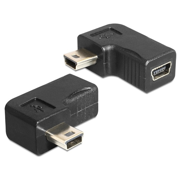 DeLOCK USB adapter USB mini B 5pin male to female 90° angled black in the group COMPUTERS & PERIPHERALS / Computer cables / USB / Mini-USB / Adapters at TP E-commerce Nordic AB (38-18998)