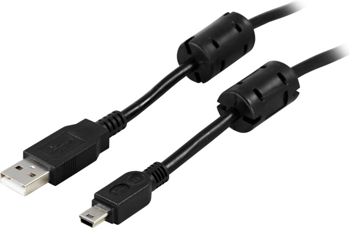 DELTACO USB 2.0 kabel Typ A Ha - Typ Mini B Ha 2m, ferritkärnor, svar in the group COMPUTERS & PERIPHERALS / Computer cables / USB / Mini-USB / Cabels at TP E-commerce Nordic AB (38-19107)