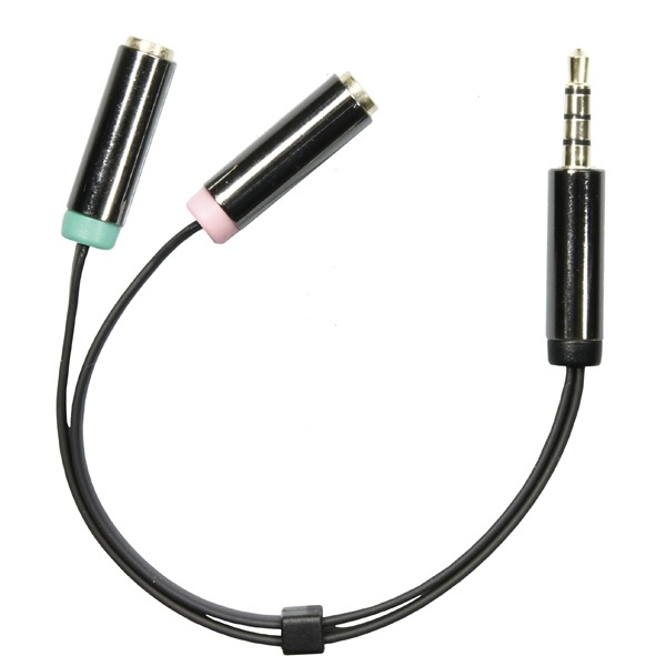 DELTACO, 3,5mm male to 3,5mm microphone and stereo female, 0,1m, black (AUD-201) in the group HOME ELECTRONICS / Cables & Adapters / Audio analog / 3.5 mm at TP E-commerce Nordic AB (38-19162)