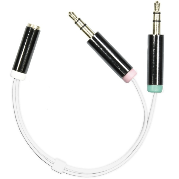 DELTACO 3,5mm mikrofon och stereo hane till 3,5mm hona, 0,1 m, vit in the group HOME ELECTRONICS / Cables & Adapters / Audio analog / 3.5 mm at TP E-commerce Nordic AB (38-19164)