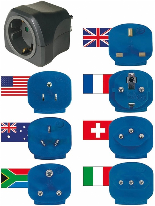 Brennenstuhl reseadapterkit, EU - 150 länder , jordad, petskydd, svar in the group HOME, HOUSEHOLD & GARDEN / Electricity & Lighting / Travel adapters at TP E-commerce Nordic AB (38-19432)