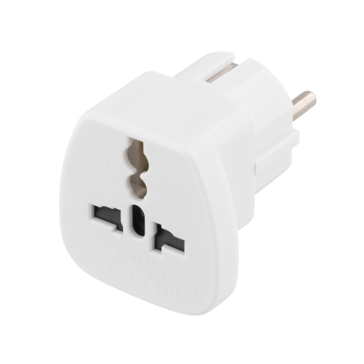 Goobay Reseadapter, UK/US/Italien/Schweiz - EU, 250V/13A, jordad, vit in the group HOME, HOUSEHOLD & GARDEN / Electricity & Lighting / Travel adapters at TP E-commerce Nordic AB (38-19446)