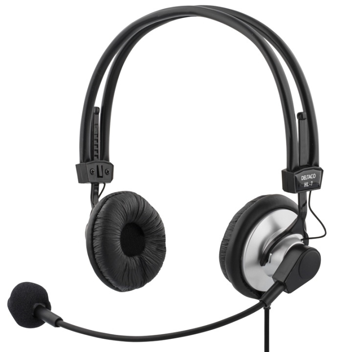 DELTACO headset med mikrofon och volymkontroll 2m kabel, svart in the group COMPUTERS & PERIPHERALS / Computer accessories / Headset at TP E-commerce Nordic AB (38-1945)