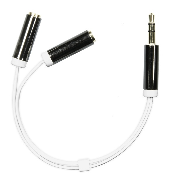 DELTACO 3,5mm hane till 2x3,5mm hona, 0,1m, vit in the group HOME ELECTRONICS / Cables & Adapters / Audio analog / 3.5 mm at TP E-commerce Nordic AB (38-19678)