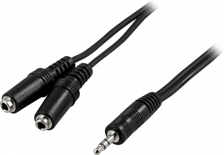 DELTACO Audio cable, 1x3.5mm ha - 2x3.5mm ho, 1 m (MM-10B) in the group HOME ELECTRONICS / Cables & Adapters / Audio analog / 3.5 mm at TP E-commerce Nordic AB (38-19683)