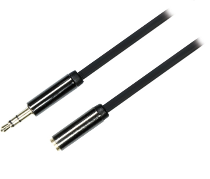DELTACO ljudkabel, 3,5mm hane till 3,5mm hona, 0,5m, svart in the group HOME ELECTRONICS / Cables & Adapters / Audio analog / 3.5 mm at TP E-commerce Nordic AB (38-19685)