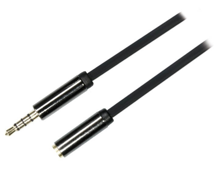 DELTACO ljudkabel, 3,5mm rak hane till 3,5mm hona, 4-pin, 0,5m, svart in the group HOME ELECTRONICS / Cables & Adapters / Audio analog / 3.5 mm at TP E-commerce Nordic AB (38-19693)