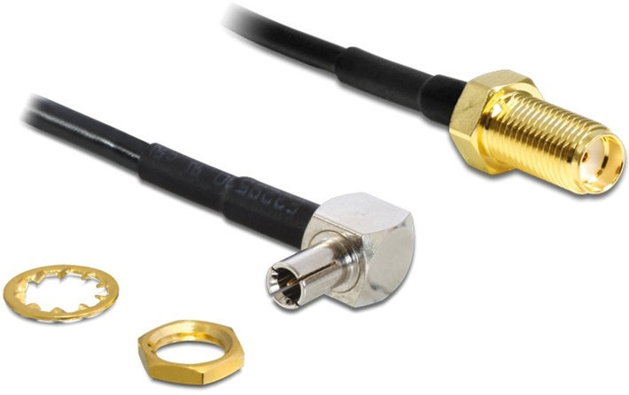 DeLOCK antenna adapter, TS-9 ha to RP-SMA ho, RG174, 0.14m, black (88487) in the group HOME ELECTRONICS / Cables & Adapters / Antenna cables & Accessories / Accessories at TP E-commerce Nordic AB (38-19727)