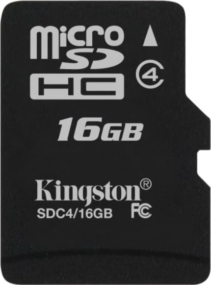 Kingston 16GB microSDHC Class 4 Flash Card Single Pack w/o Adapter (SDC4/16GBSP) in the group HOME ELECTRONICS / Storage media / Memory cards / MicroSD/HC/XC at TP E-commerce Nordic AB (38-19840)