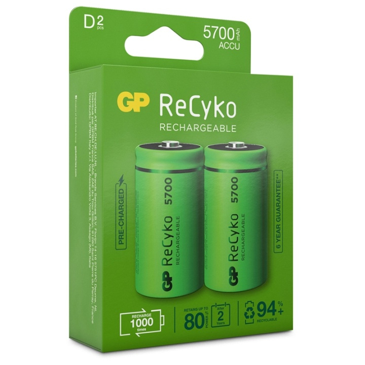 GP ReCyko Rechargeable D Battery in the group HOME ELECTRONICS / Batteries & Chargers / Batteries / 9V at TP E-commerce Nordic AB (38-20698)