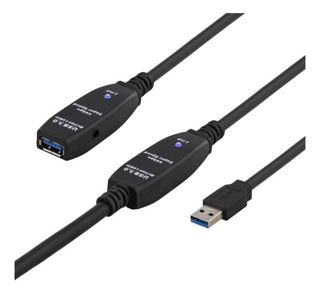 DELTACO PRIME aktiv USB 3.0-förlängningskabel, Typ A ha - ho, 10m, sva in the group COMPUTERS & PERIPHERALS / Computer cables / USB / USB-A / Cables at TP E-commerce Nordic AB (38-23087)