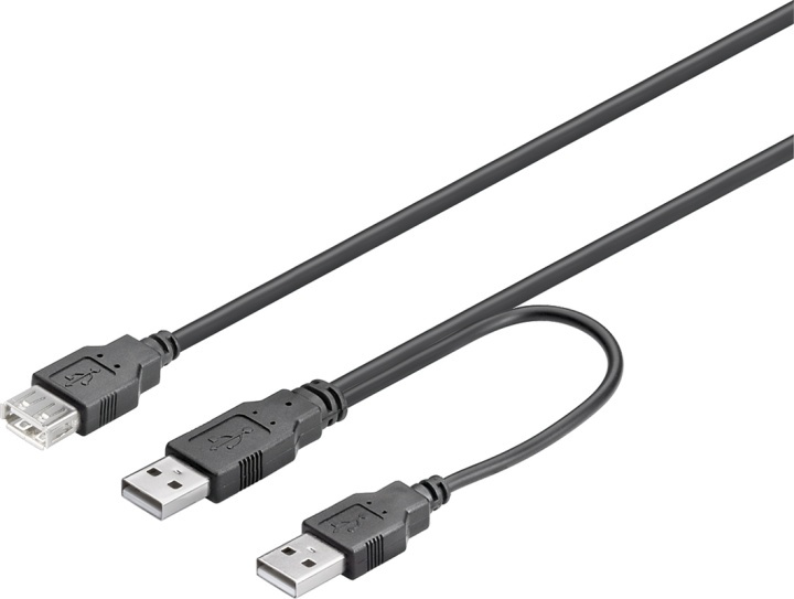 DELTACO USB-strömkabel, Y-kabel, 2xTyp A hane till 1xTyp A hona, 0,3 m in the group COMPUTERS & PERIPHERALS / Computer cables / USB / USB-A / Adapters at TP E-commerce Nordic AB (38-23136)