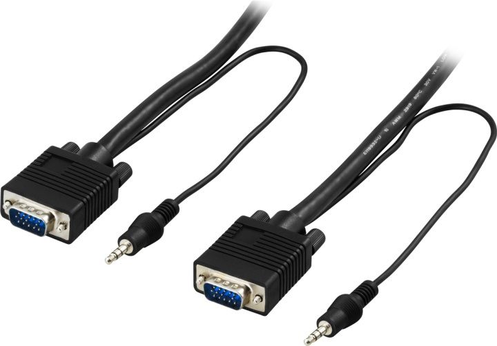 DELTACO monitorkabel RGB HD15ha-ha, utan pin 9, med 3,5mm ljud, 2m in the group COMPUTERS & PERIPHERALS / Computer cables / VGA / Cables at TP E-commerce Nordic AB (38-23191)