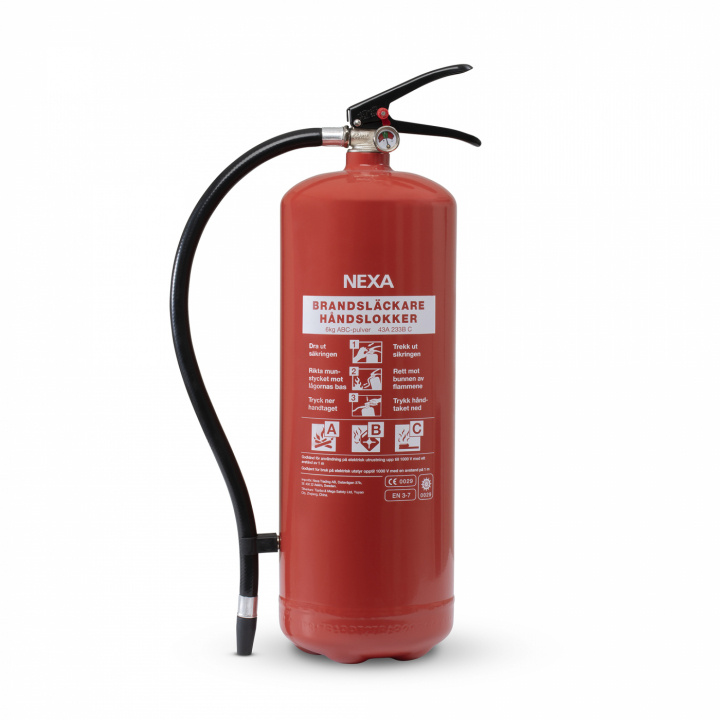 Nexa brandsläckare, RÖD 6kg ABC-pulver, väggfäste (13416) in the group HOME, HOUSEHOLD & GARDEN / Alarm & Security / Fire, smoke, gas / fire extinguishers at TP E-commerce Nordic AB (38-23301)