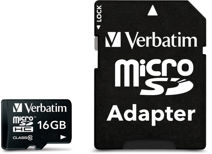 Verbatim microSDHC, 16GB, Class 10, inkl adapter in the group HOME ELECTRONICS / Storage media / Memory cards / MicroSD/HC/XC at TP E-commerce Nordic AB (38-23433)