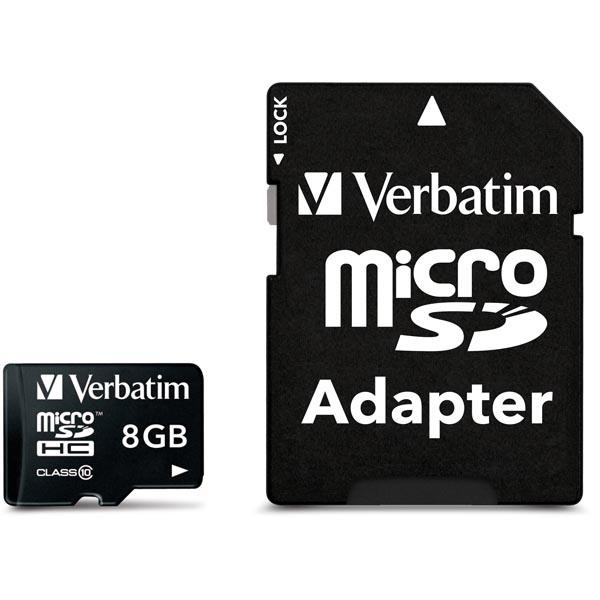 Verbatim microSDHC, 8GB, Class 10, inkl adapter (44081) in the group HOME ELECTRONICS / Storage media / Memory cards / MicroSD/HC/XC at TP E-commerce Nordic AB (38-23510)